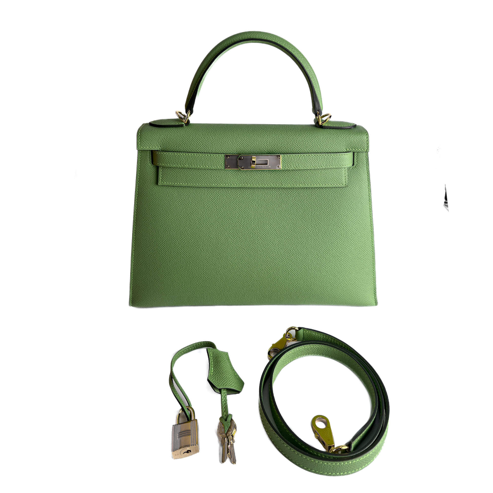 Hermès Kelly 28 Epsom Leather Sellier Top-Handle Handbag Vert Criquet