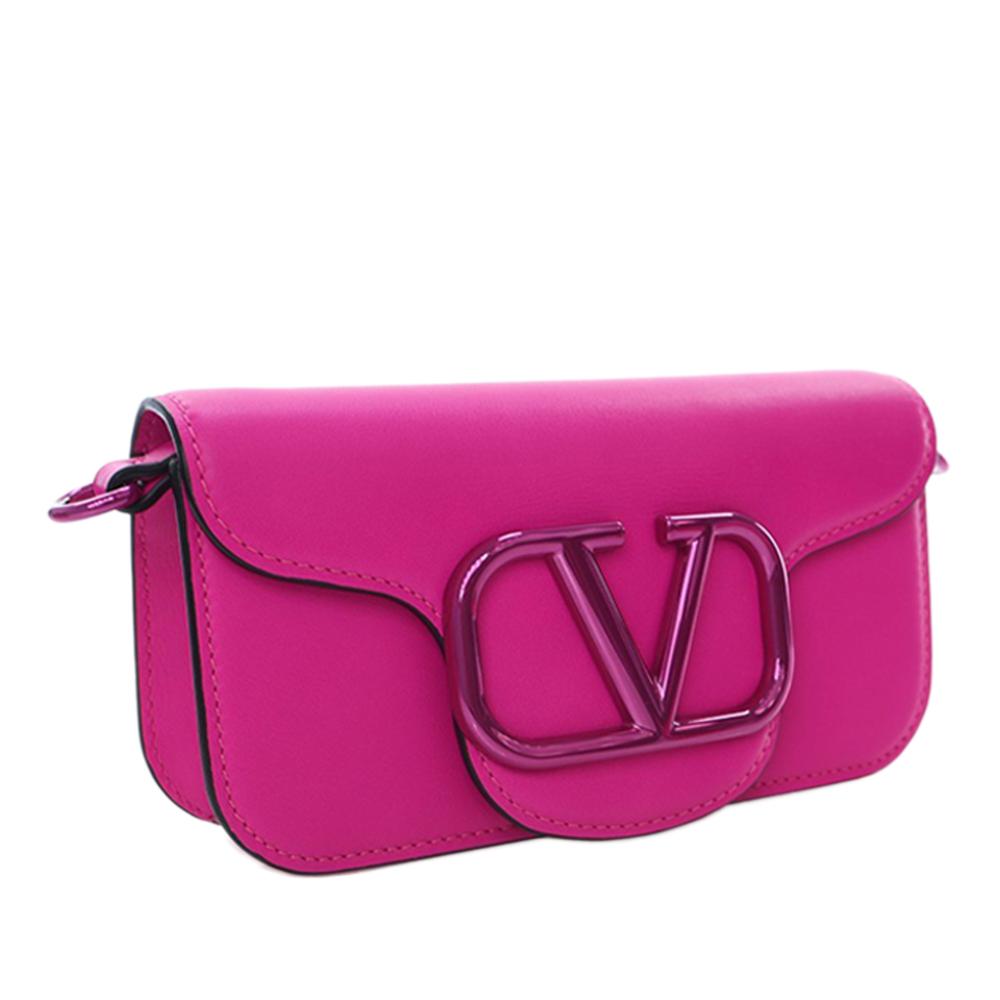 Valentino AB Valentino Pink Hot Pink Calf Leather Small skin VLogo Loco Satchel Italy