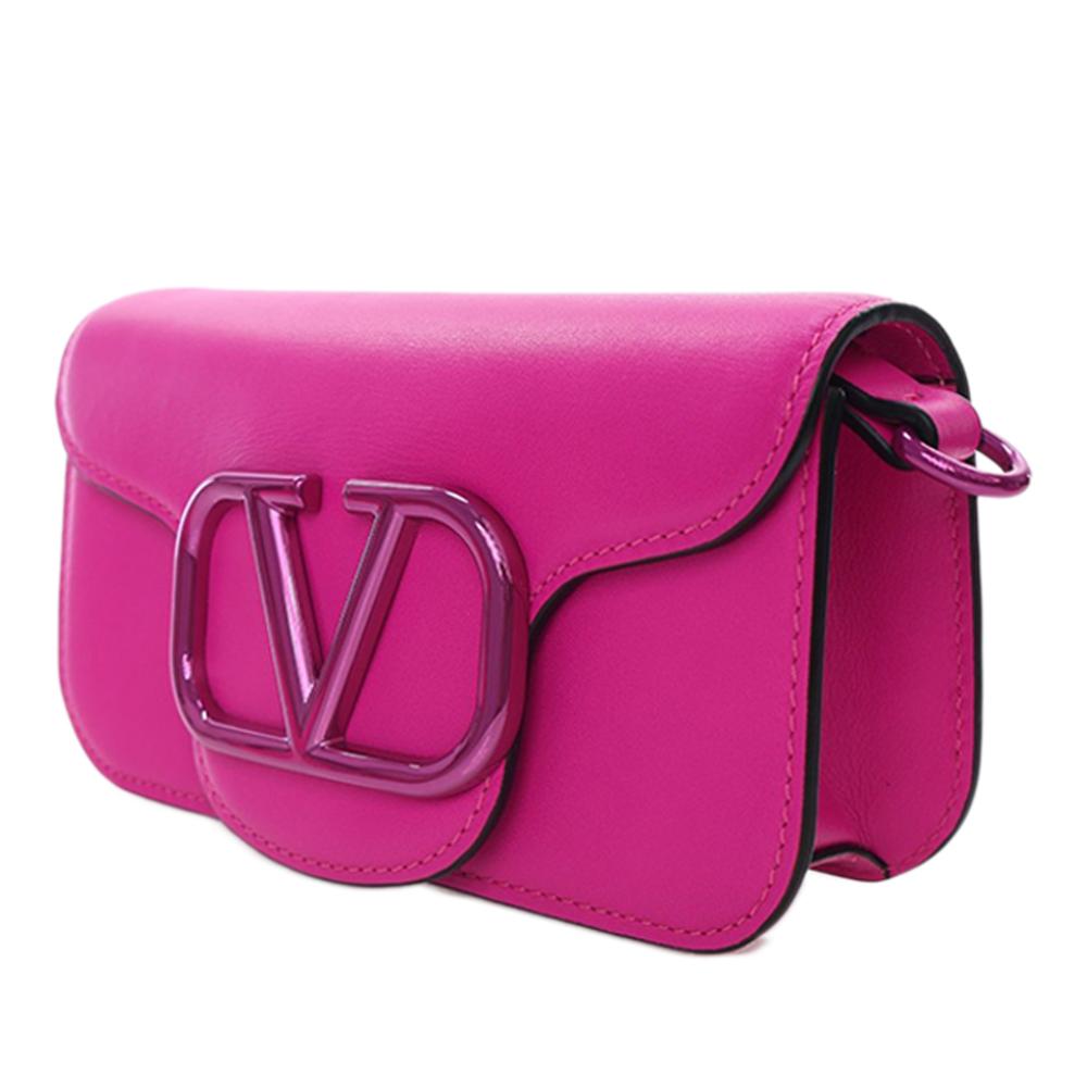 Valentino AB Valentino Pink Hot Pink Calf Leather Small skin VLogo Loco Satchel Italy