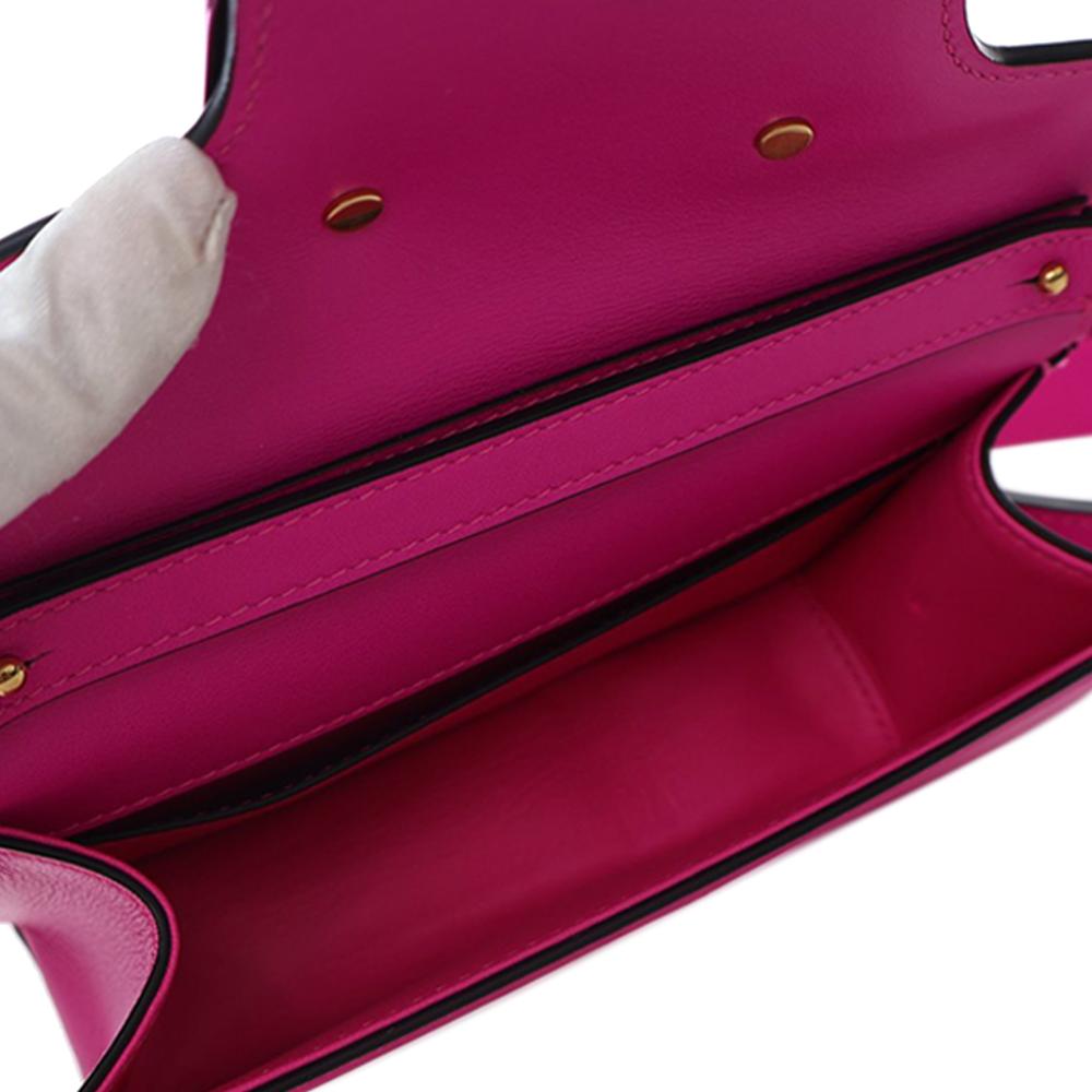 Valentino AB Valentino Pink Hot Pink Calf Leather Small skin VLogo Loco Satchel Italy