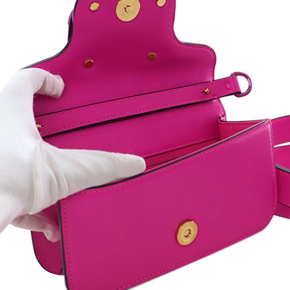 Valentino AB Valentino Pink Hot Pink Calf Leather Small skin VLogo Loco Satchel Italy