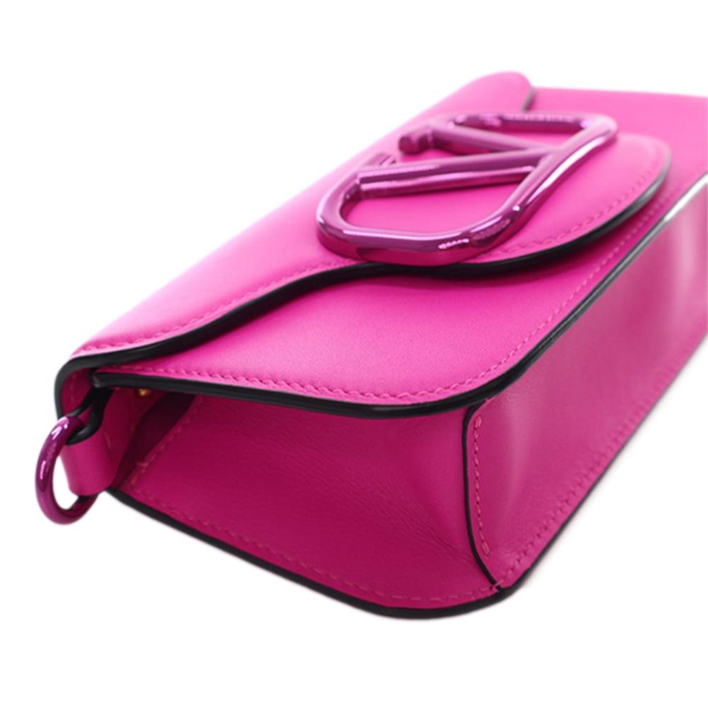 Valentino AB Valentino Pink Hot Pink Calf Leather Small skin VLogo Loco Satchel Italy