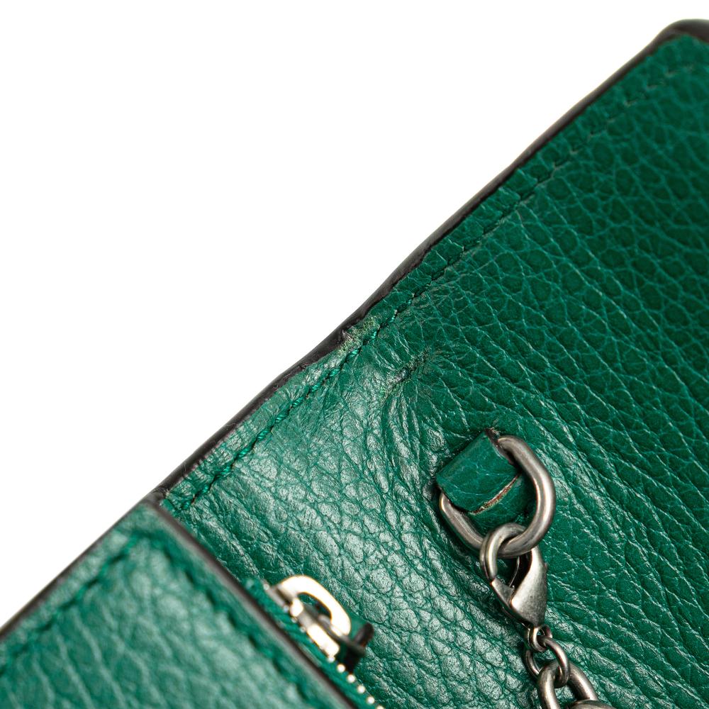 Gucci B Gucci Green Calf Leather Mini Dionysus Wallet on Chain Italy