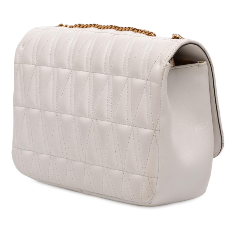 Versace B Versace White Nappa Leather Leather Virtus V Crossbody Italy