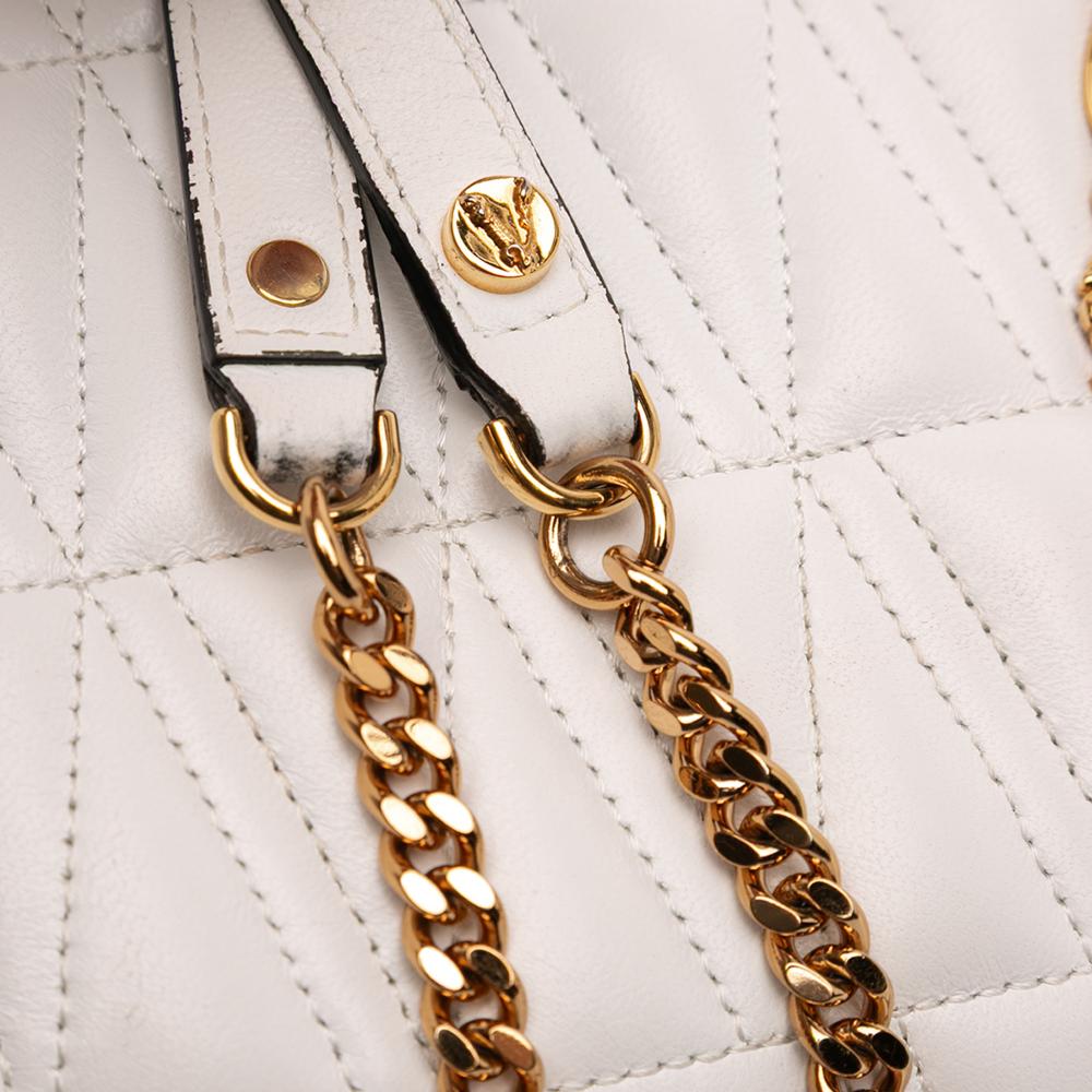 Versace B Versace White Nappa Leather Leather Virtus V Crossbody Italy