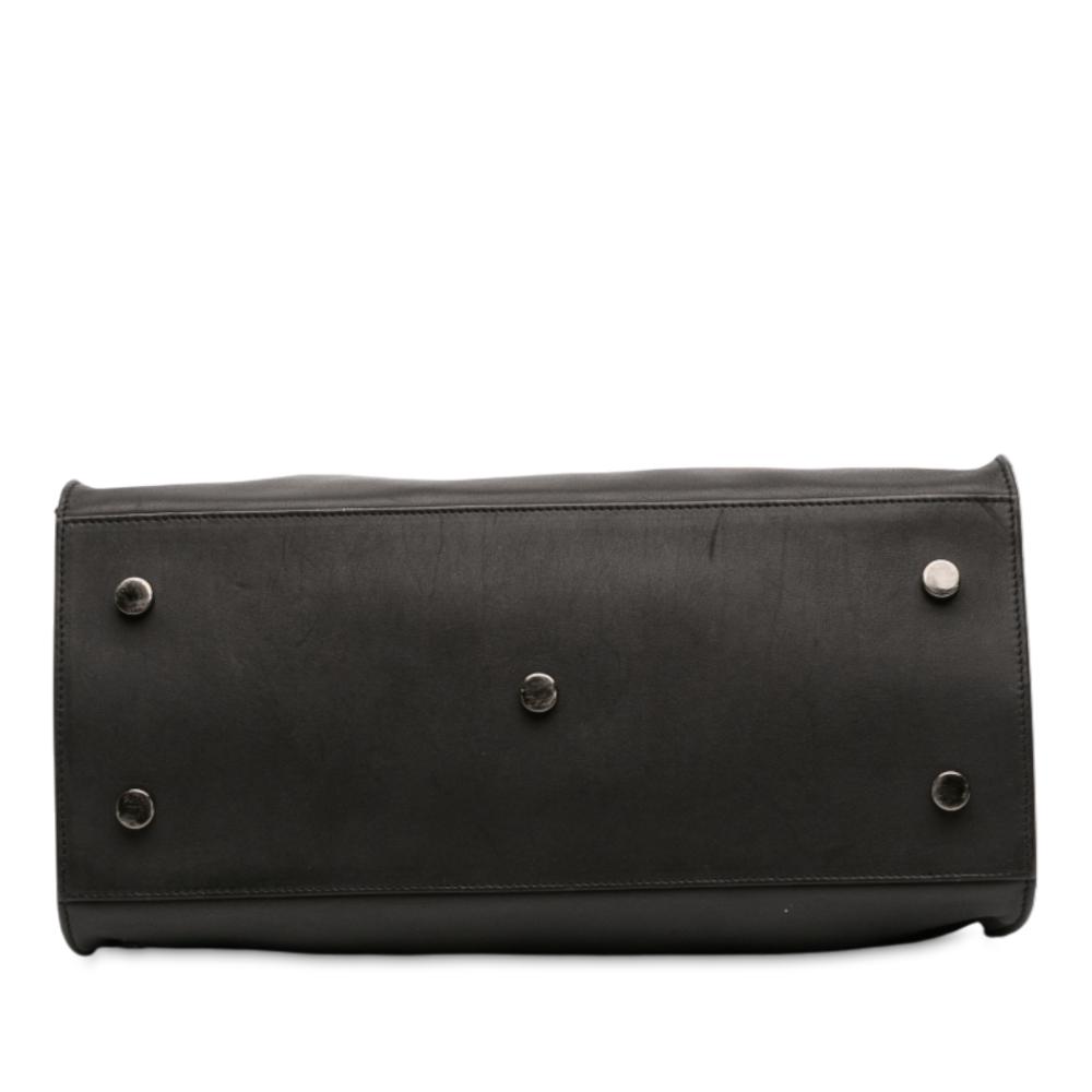 Saint Laurent B Saint Laurent Black Calf Leather Small Monogram Cabas Satchel Italy