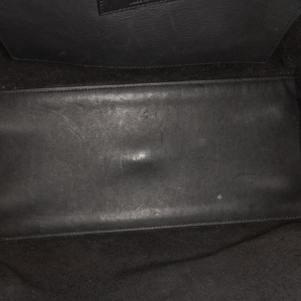 Saint Laurent B Saint Laurent Black Calf Leather Small Monogram Cabas Satchel Italy