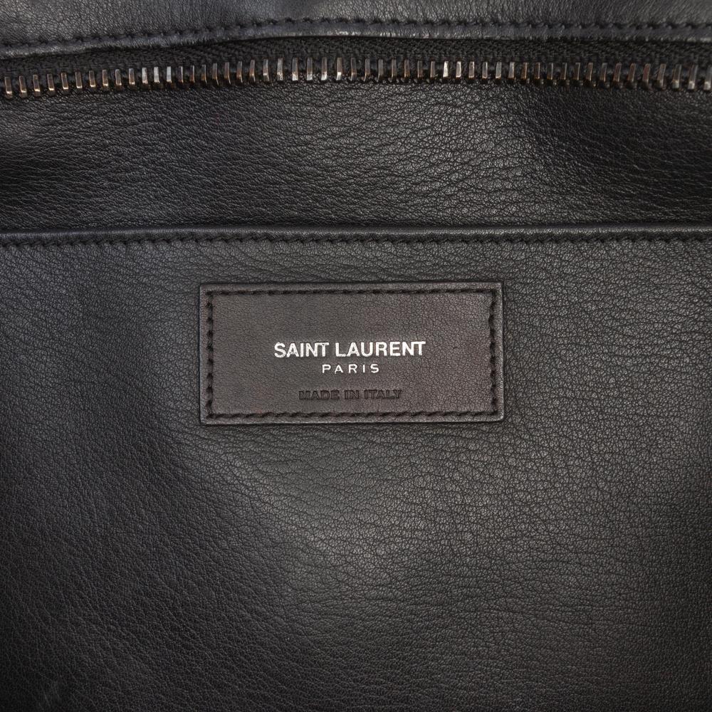 Saint Laurent B Saint Laurent Black Calf Leather Small Monogram Cabas Satchel Italy
