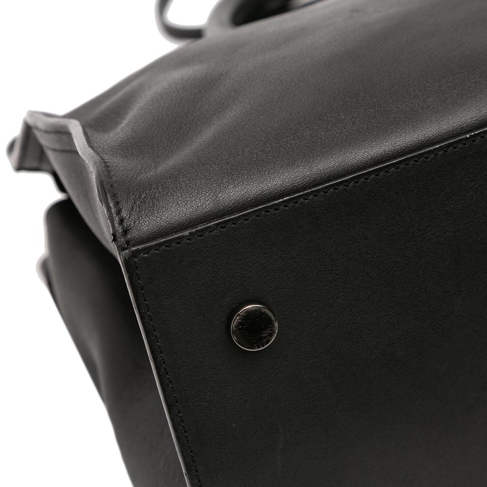 Saint Laurent B Saint Laurent Black Calf Leather Small Monogram Cabas Satchel Italy