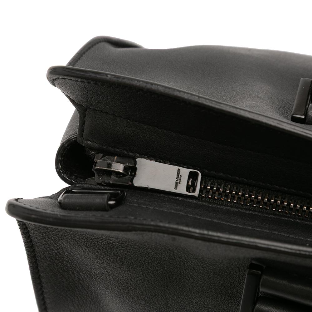 Saint Laurent B Saint Laurent Black Calf Leather Small Monogram Cabas Satchel Italy