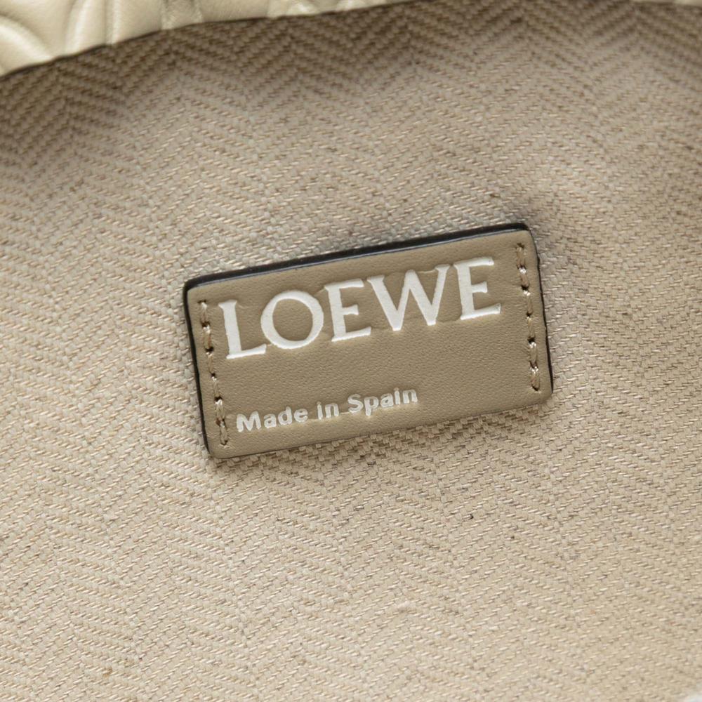 Loewe AB LOEWE Brown Beige Calf Leather Embossed Anagram Repeat T Clutch Spain