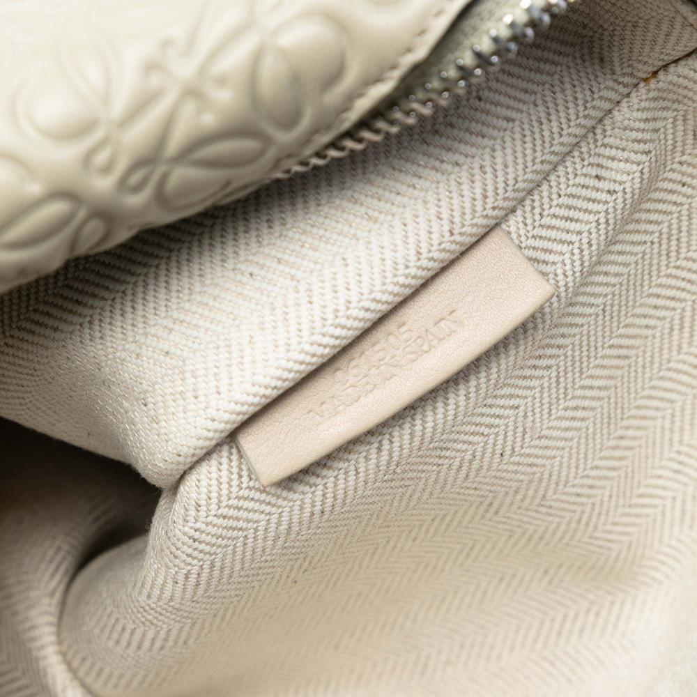 Loewe AB LOEWE Brown Beige Calf Leather Embossed Anagram Repeat T Clutch Spain