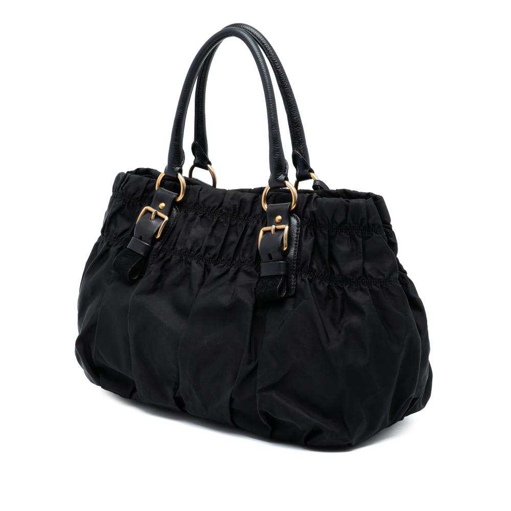 Prada B Prada Black Nylon Fabric Tessuto Gaufre Satchel Italy