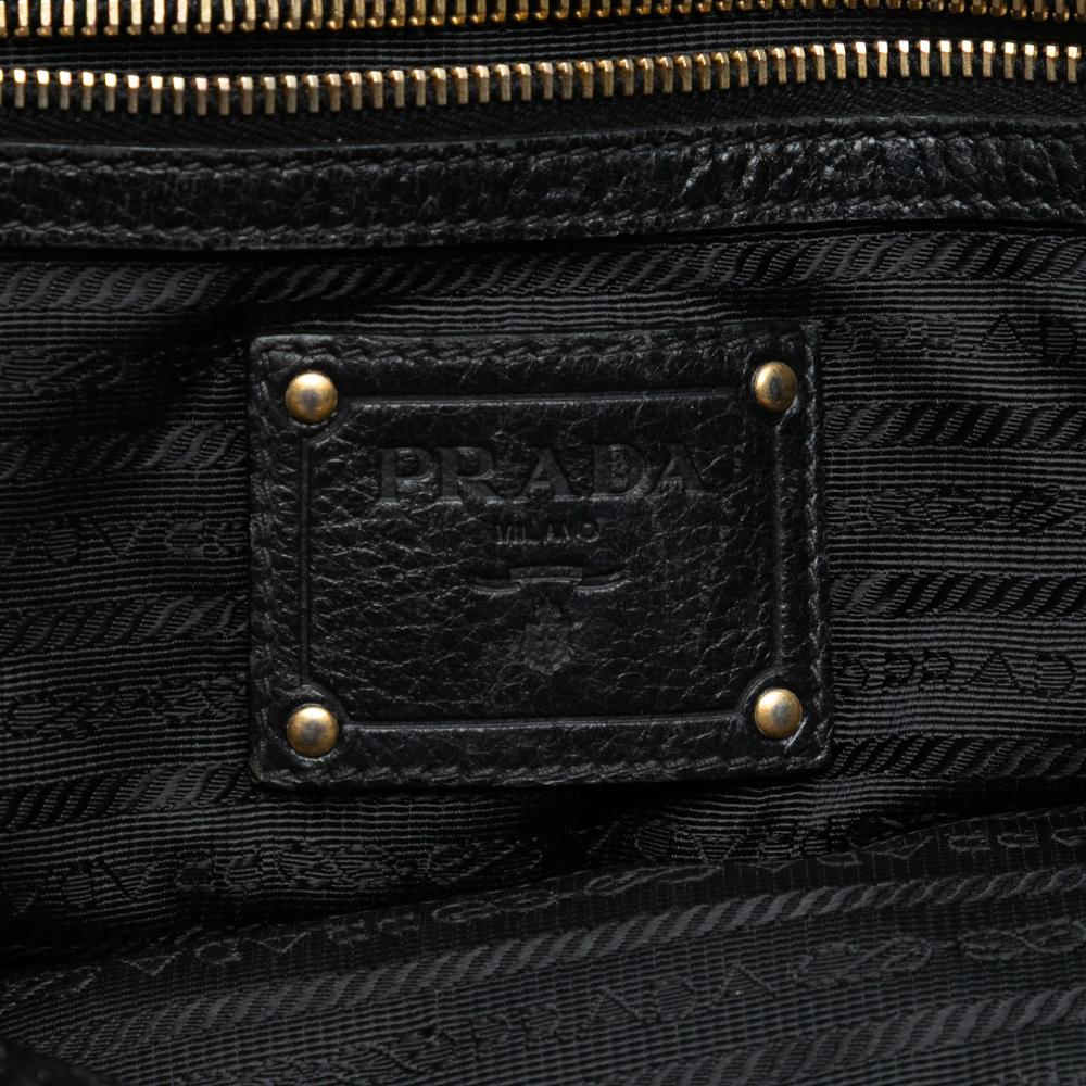 Prada B Prada Black Nylon Fabric Tessuto Gaufre Satchel Italy