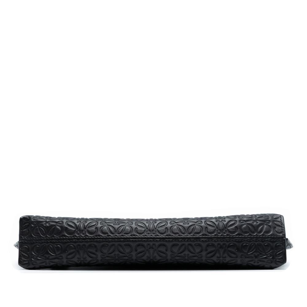 Loewe AB LOEWE Black Calf Leather Embossed Anagram Repeat T Clutch Spain