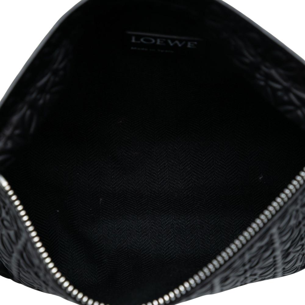 Loewe AB LOEWE Black Calf Leather Embossed Anagram Repeat T Clutch Spain