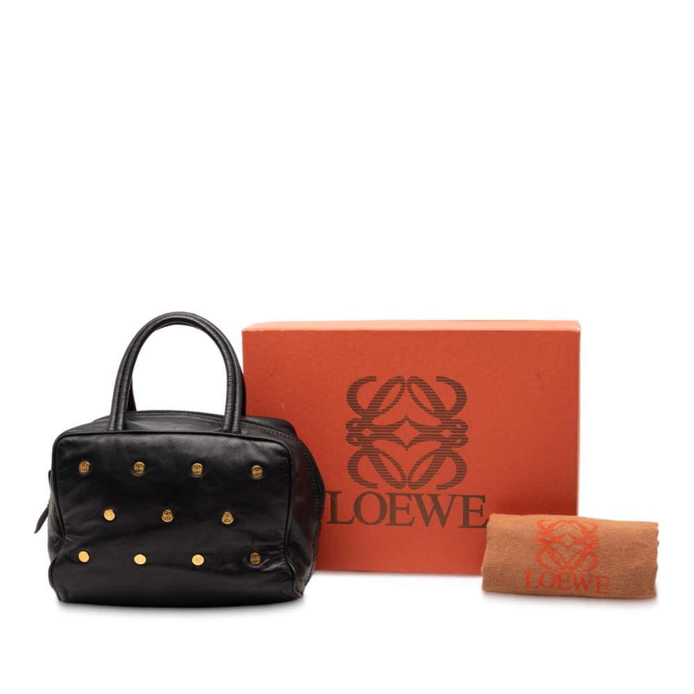 Loewe B LOEWE Black Calf Leather Anagram Studs Handbag Spain
