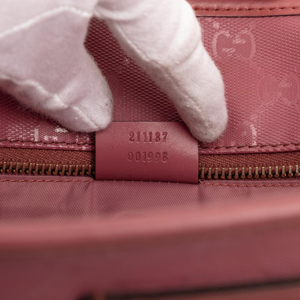 Gucci B Gucci Pink Coated Canvas Fabric Medium GG Imprime Tote Italy