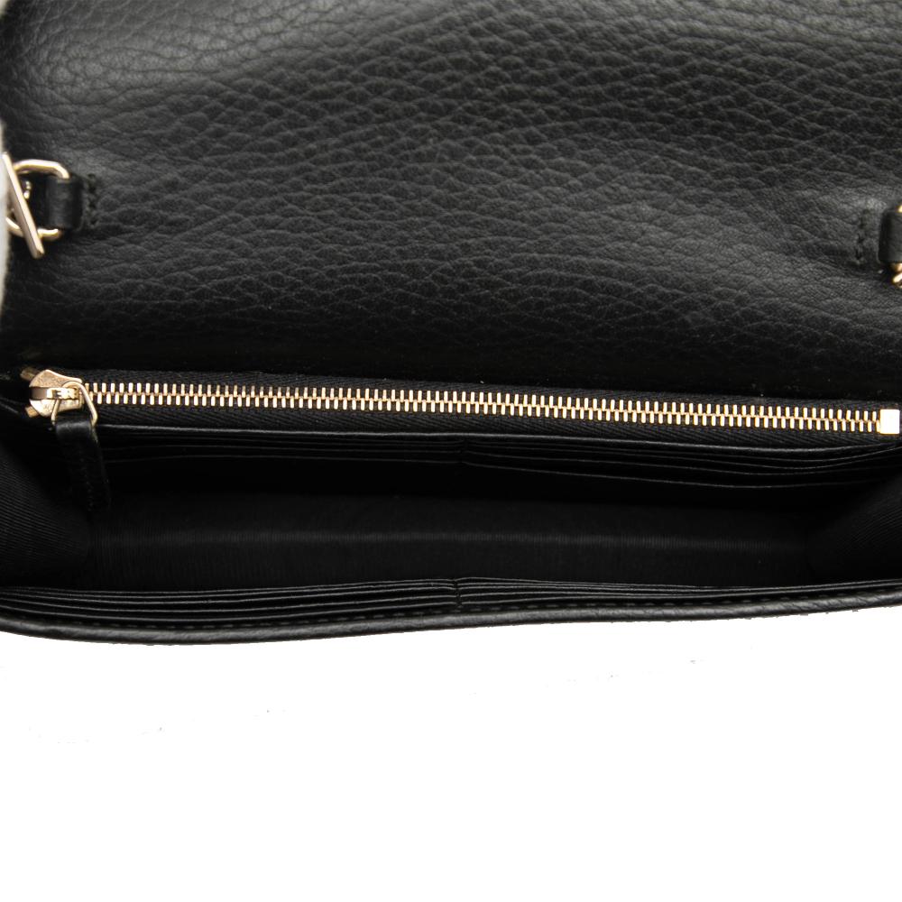 Gucci B Gucci Black Calf Leather Interlocking G Dollar Wallet on Chain Italy