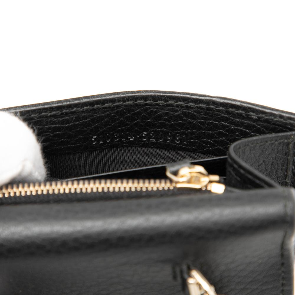 Gucci B Gucci Black Calf Leather Interlocking G Dollar Wallet on Chain Italy