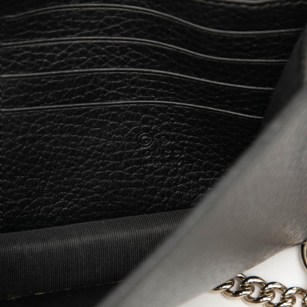 Gucci B Gucci Black Calf Leather Interlocking G Dollar Wallet on Chain Italy