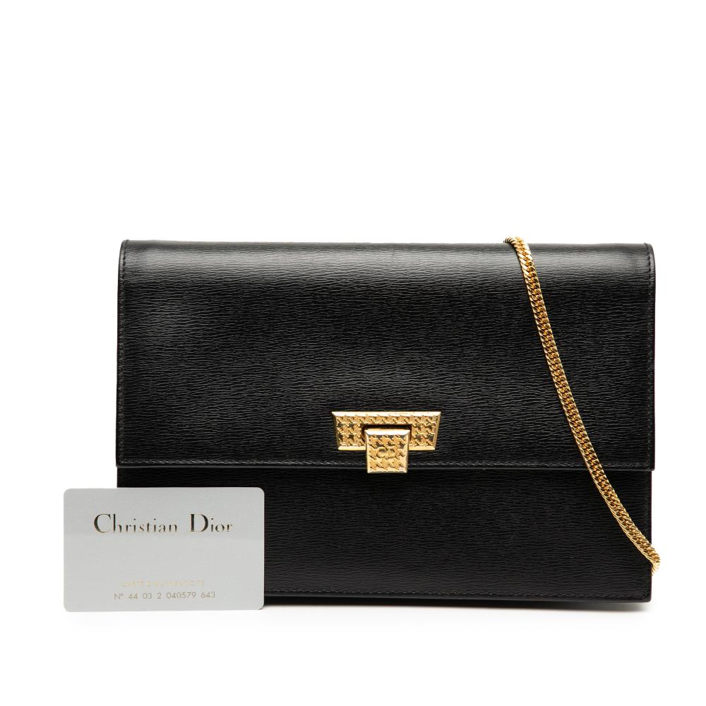 Christian Dior B Dior Black Calf Leather Chain Crossbody Italy