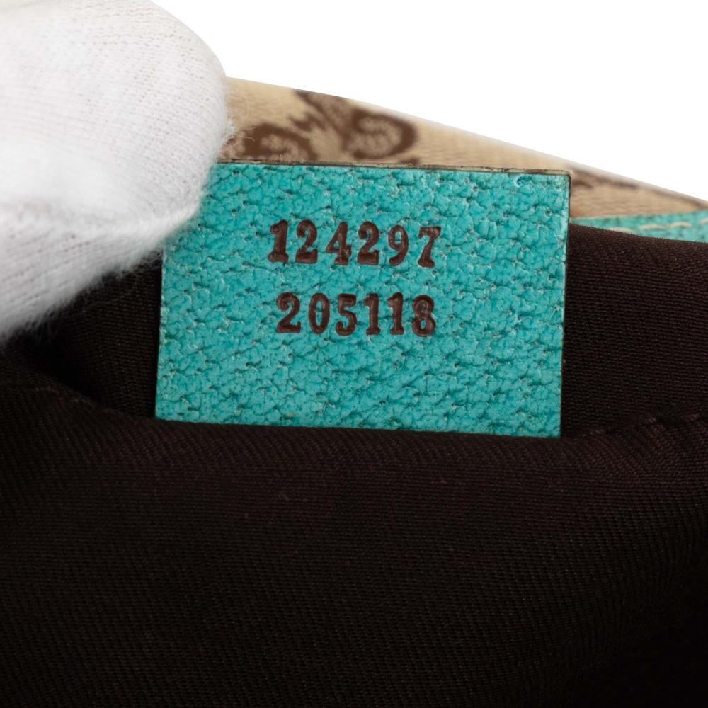 Gucci B Gucci Brown Beige Canvas Fabric Studded GG Bamboo Hobo Italy