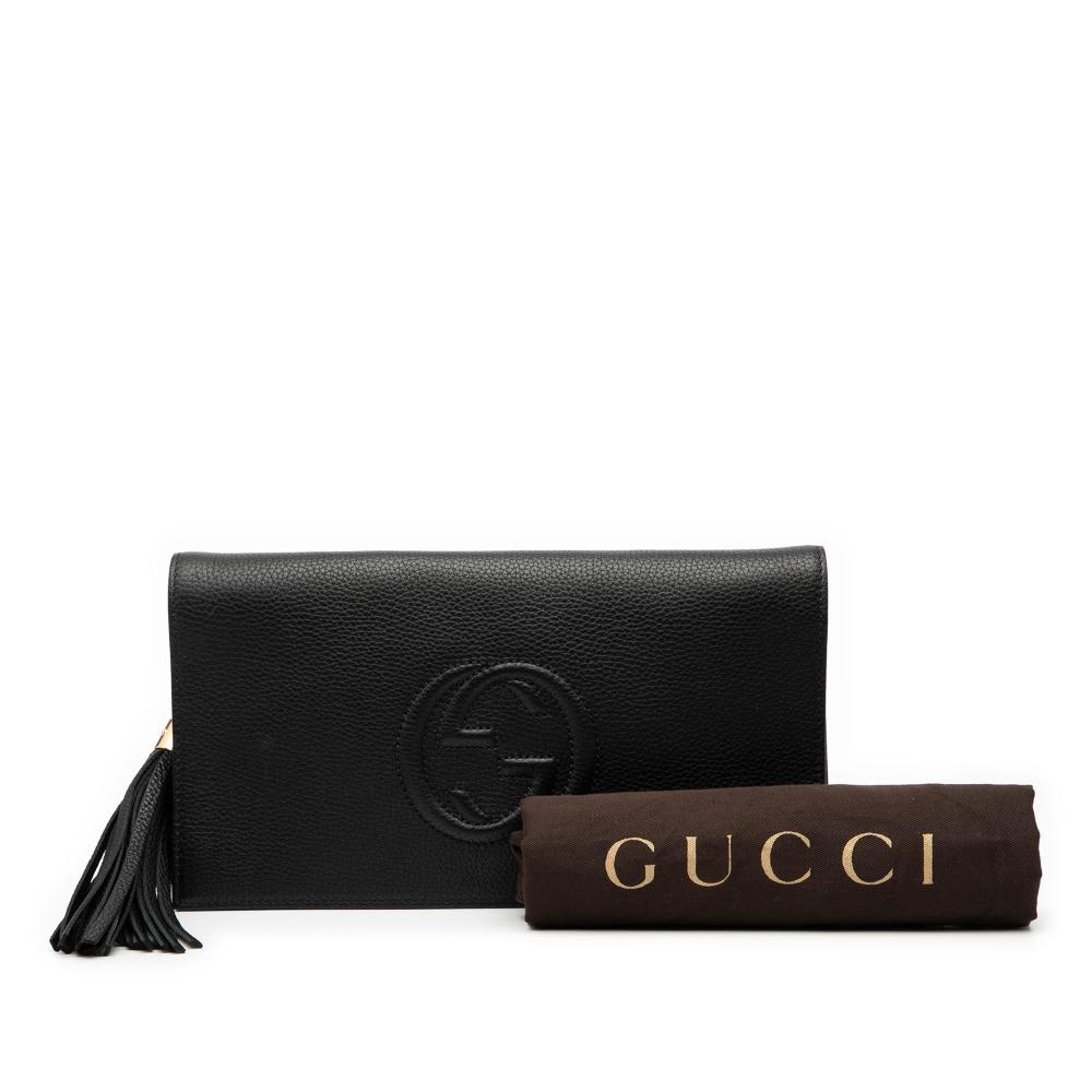 Gucci AB Gucci Black Calf Leather Soho Disco Clutch Italy