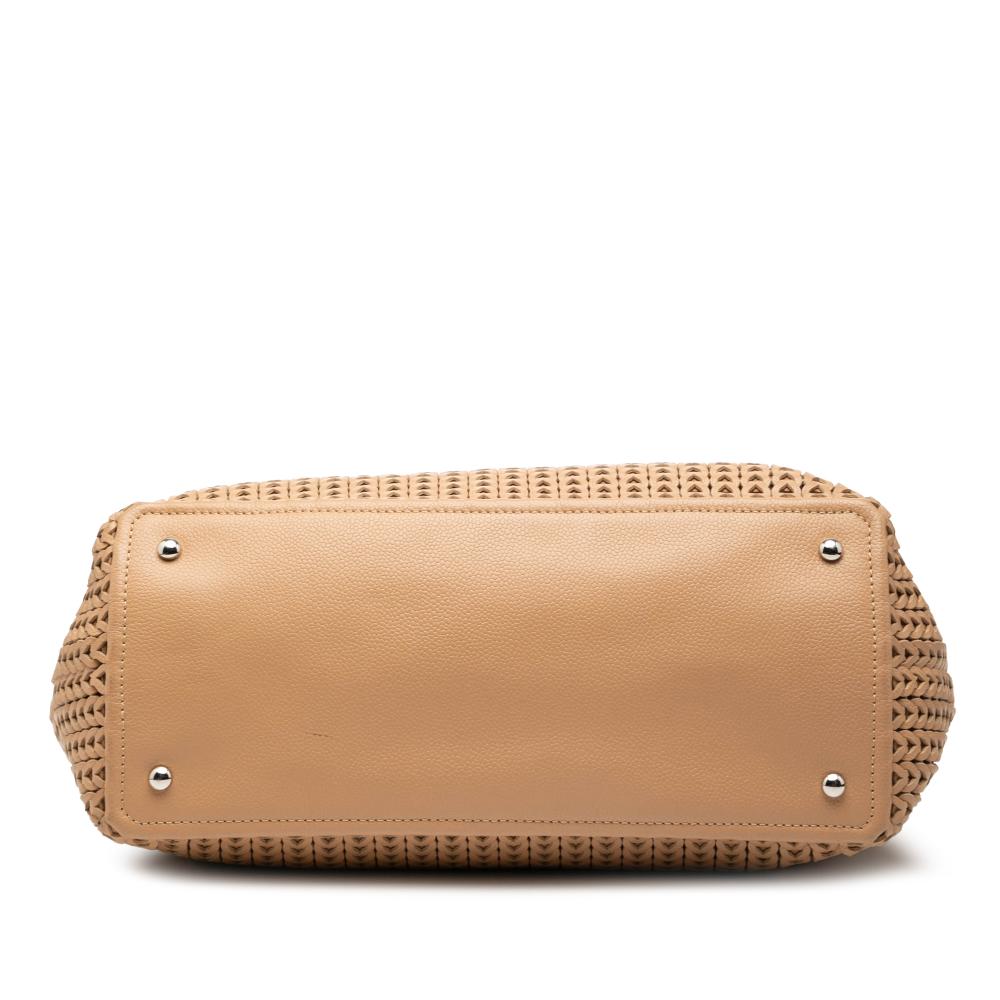 Chanel AB Chanel Brown Beige Caviar Leather Leather Woven Caviar CC Charm Tote Italy