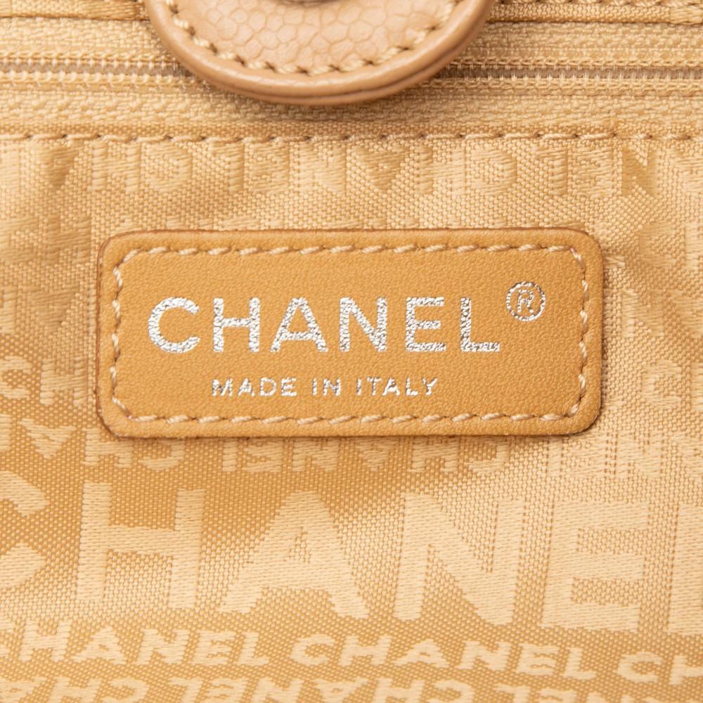 Chanel AB Chanel Brown Beige Caviar Leather Leather Woven Caviar CC Charm Tote Italy