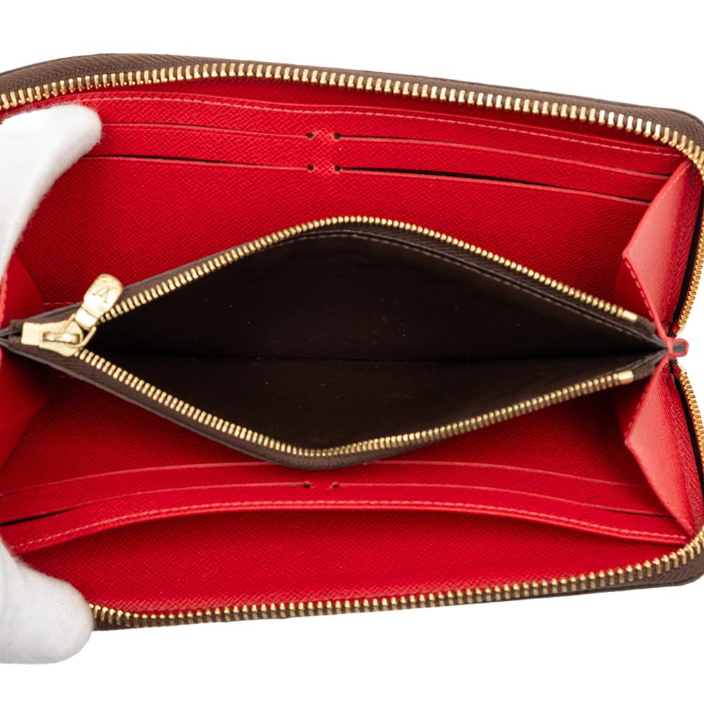 Louis Vuitton B Louis Vuitton Brown Damier Canvas Fabric Damier Ebene Clemence Zippy Wallet France