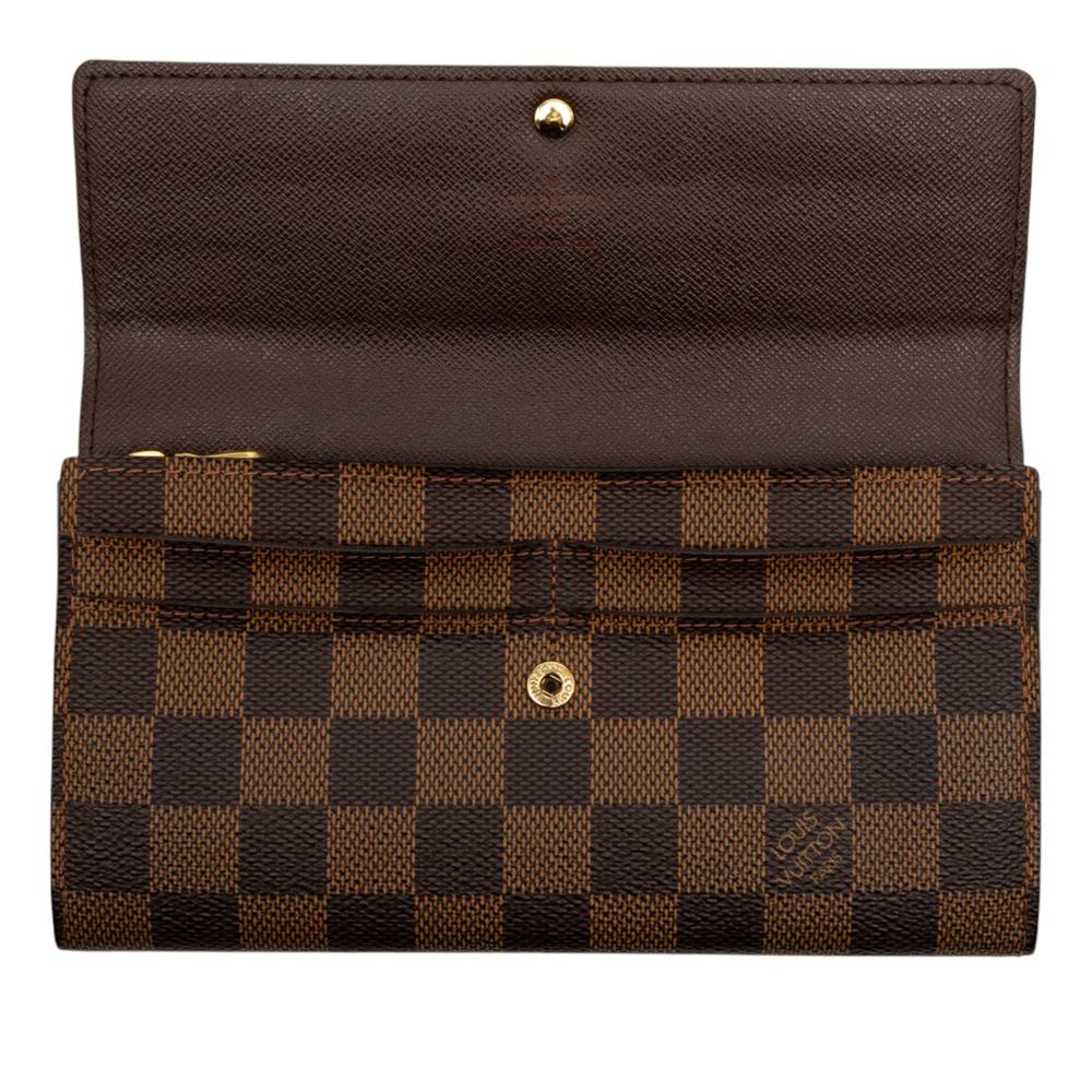 Louis Vuitton AB Louis Vuitton Brown Damier Canvas Fabric Damier Ebene Sarah Long Wallet Spain