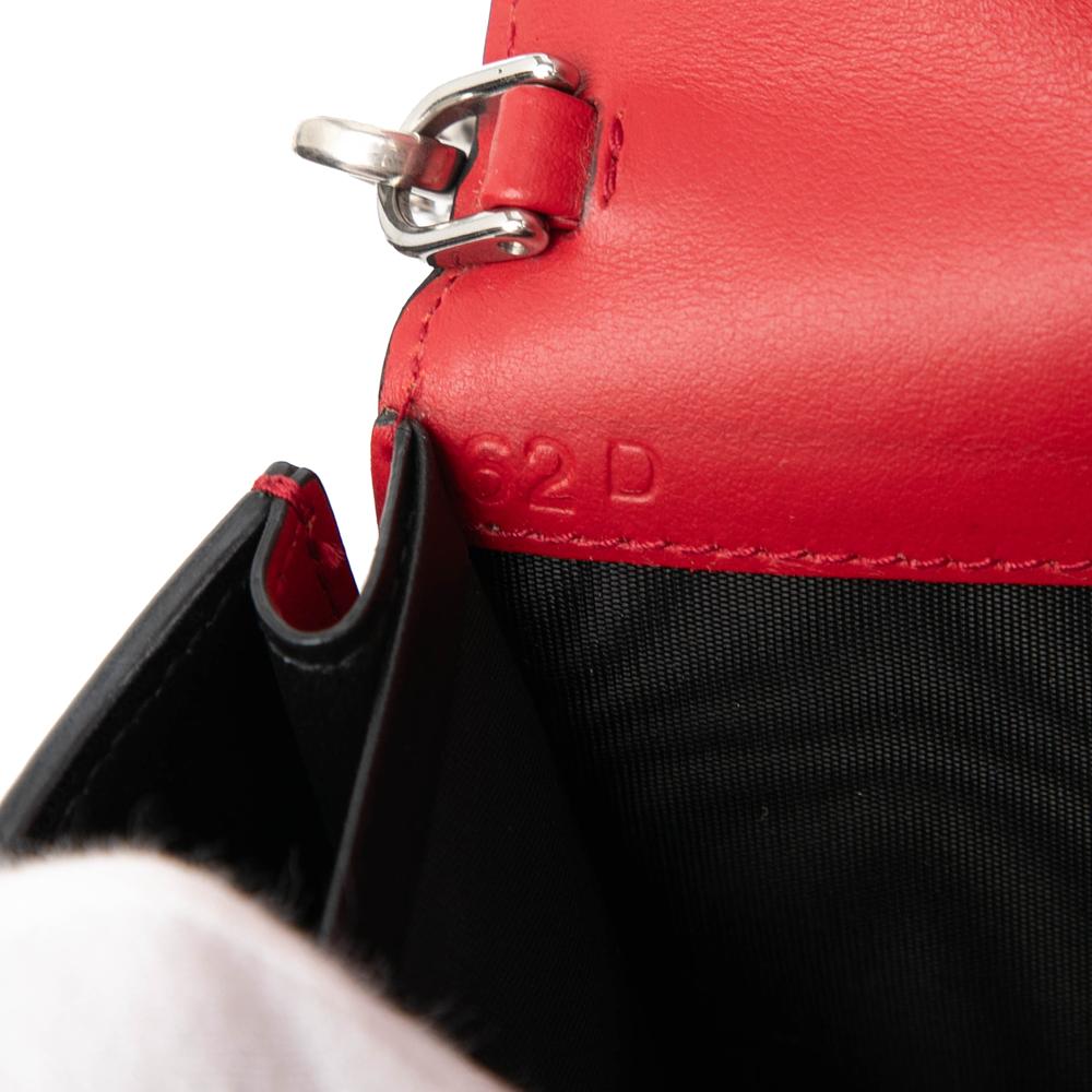 Prada AB Prada Red Calf Leather City skin Studded Elektra Clutch with Chain Italy