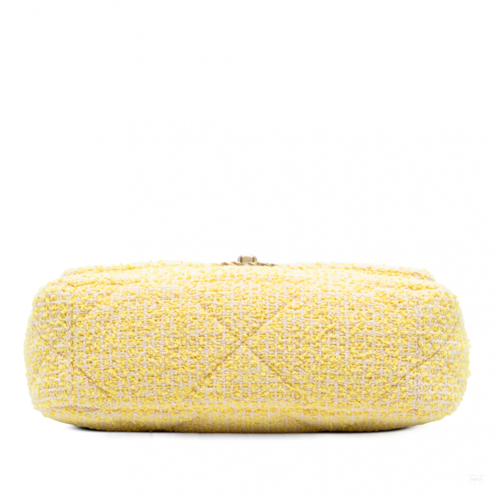 Chanel 19 Medium Tweed Matelassè Flap Handbag Yellow