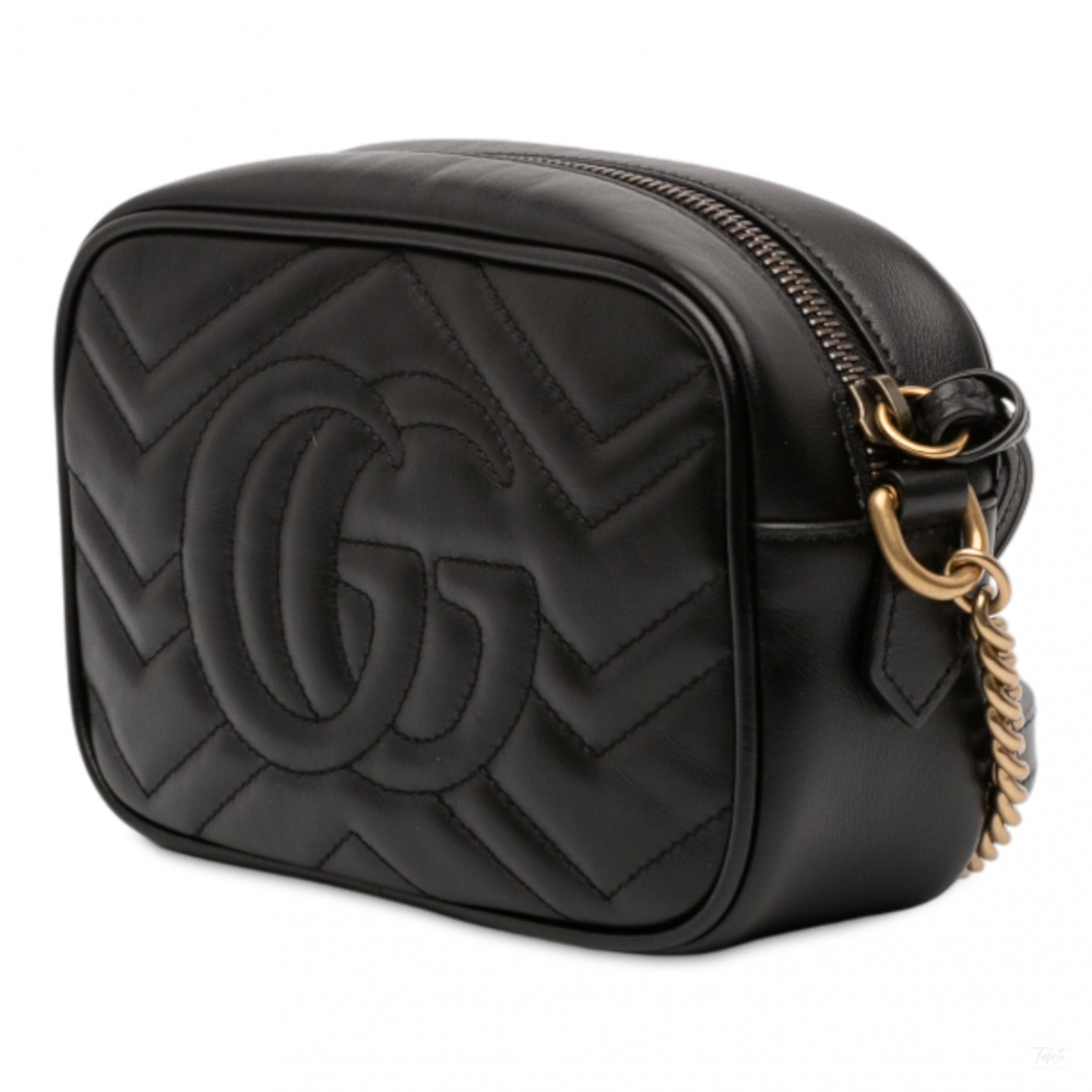 Gucci GG Marmont Mini Matelassé Leather Camera Bag Black