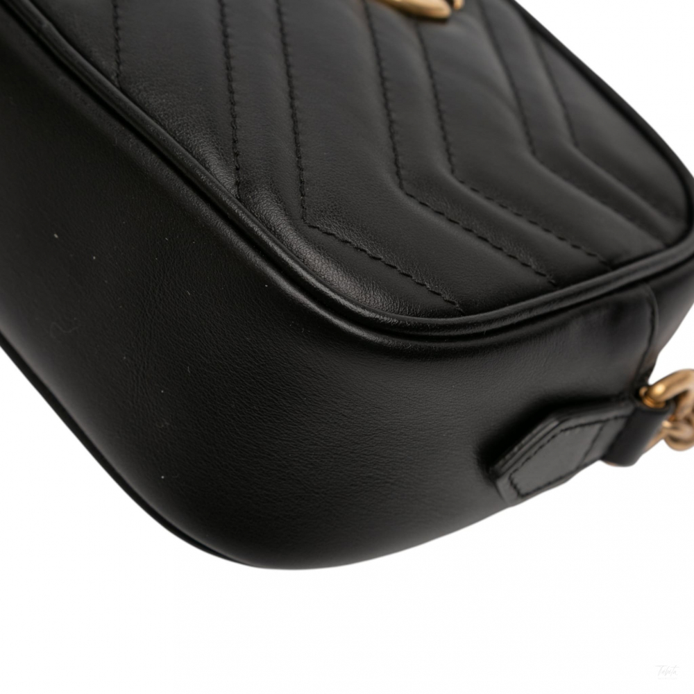 Gucci GG Marmont Mini Matelassé Leather Camera Bag Black