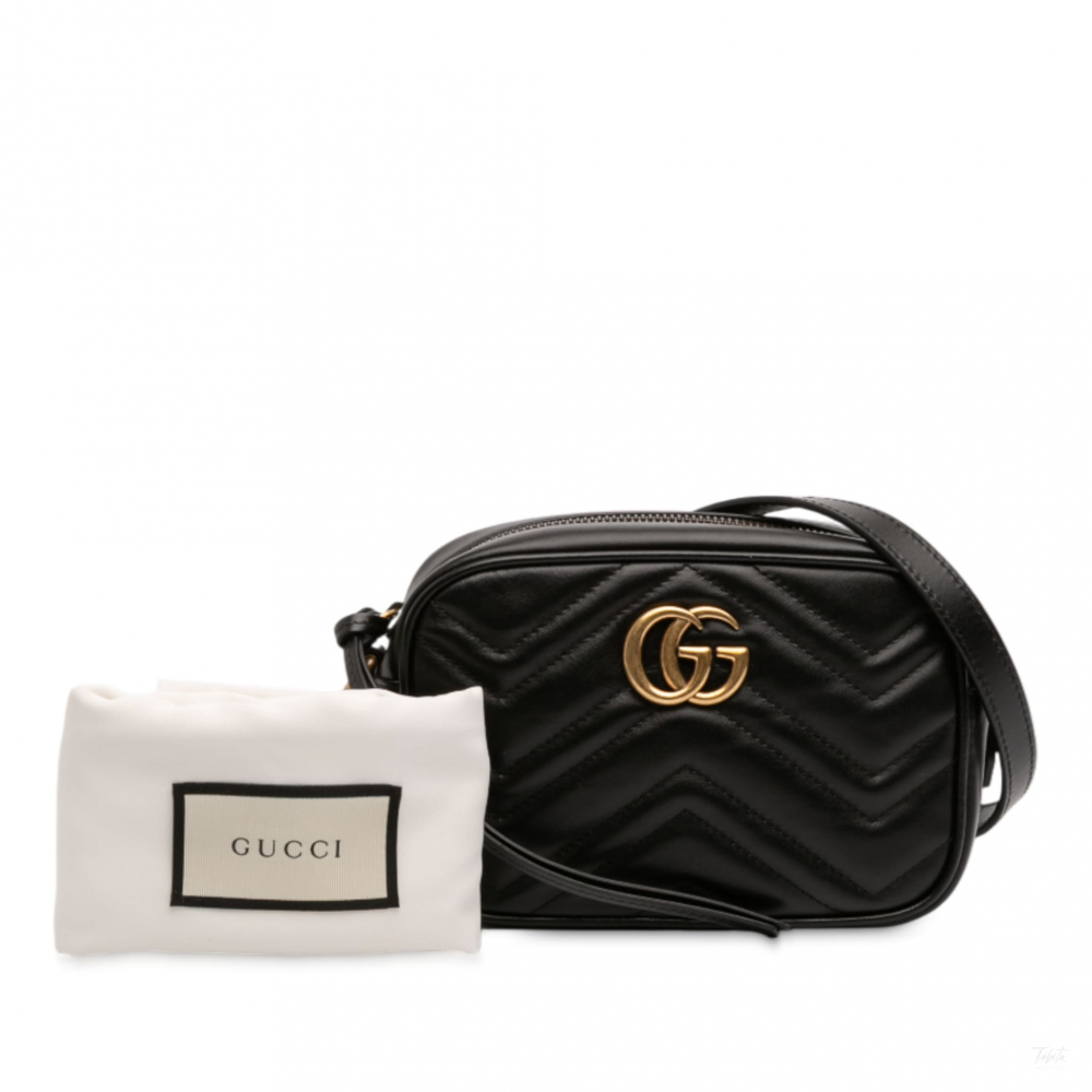 Gucci GG Marmont Mini Matelassé Leather Camera Bag Black