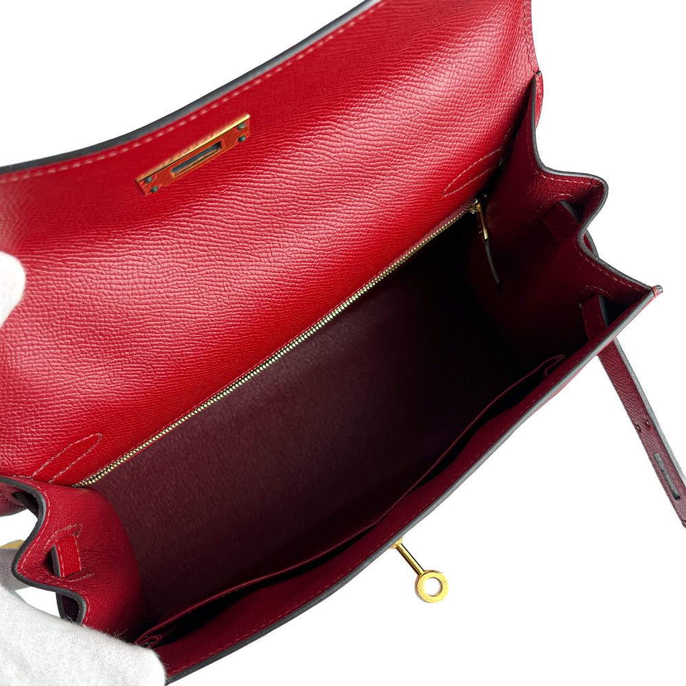 Hermès Kelly 28 Epsom Leather Sellier Top-handle Handbag Rouge Grenat