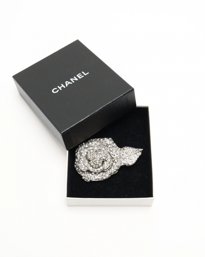 Chanel Camellia Rhinestone Brooch