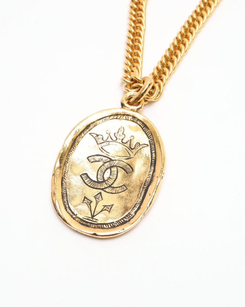 Chanel Vintage Coco Mark Crown Necklace