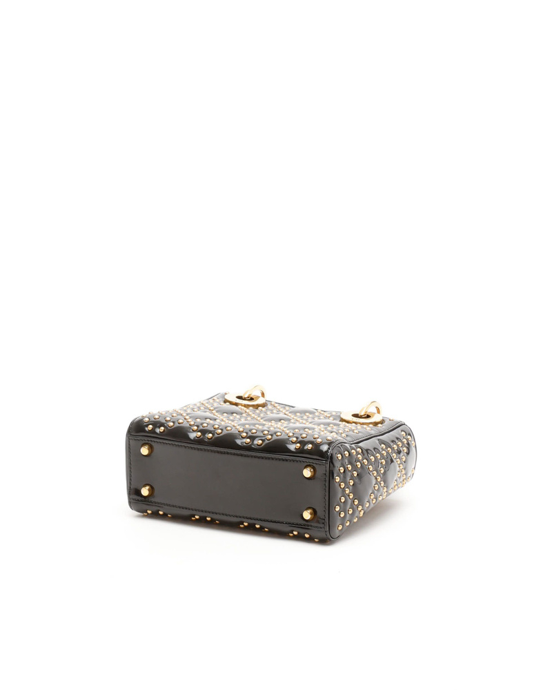 Christian Dior Patent Studded Mini Supple Lady Dior Bag