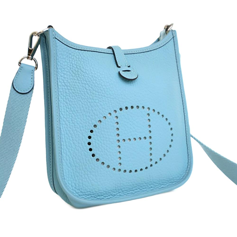 Hermès AB Hermès Blue Light Blue Calf Leather Clemence Evelyne TPM 16 France