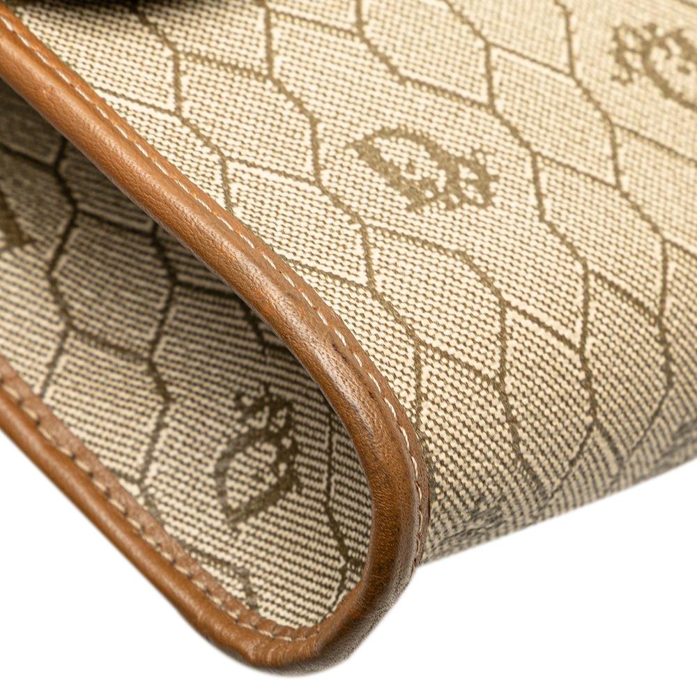 Christian Dior B Dior Brown Beige Canvas Fabric Honeycomb Chain Shoulder Bag France