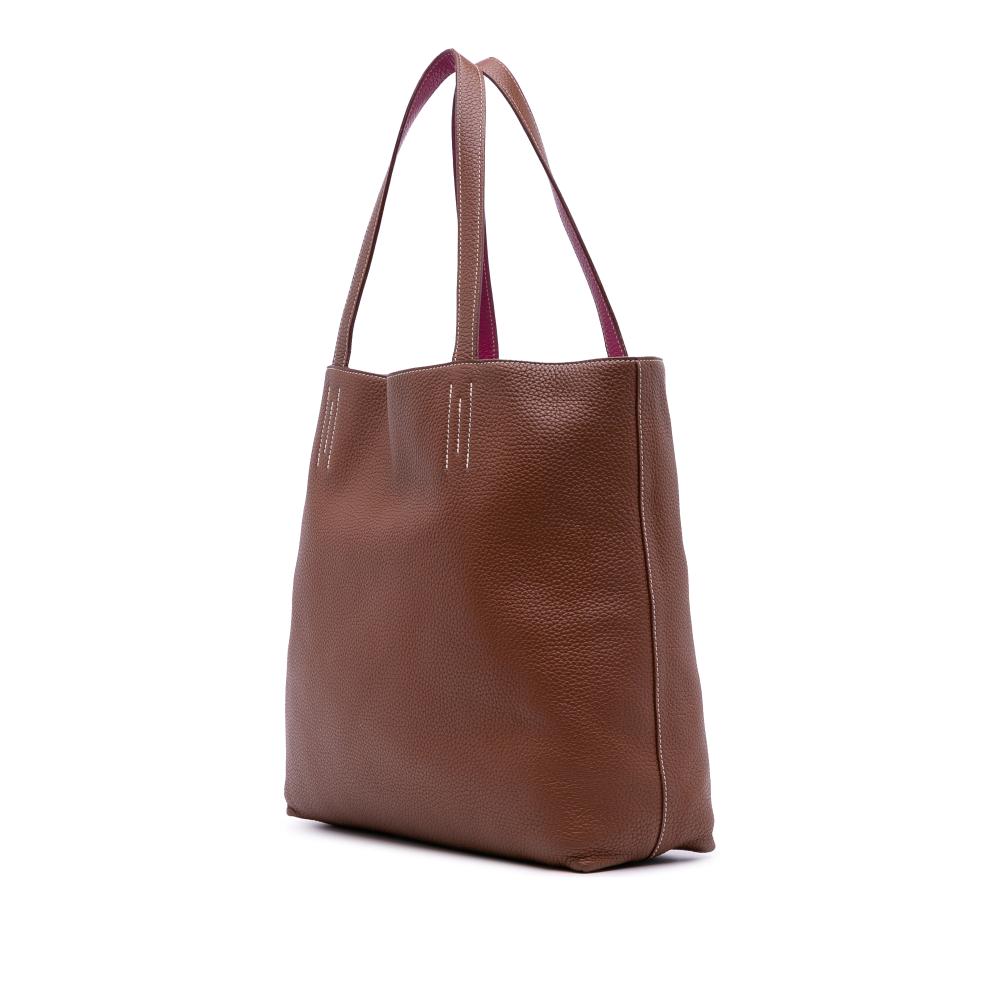 Hermès AB Hermès Brown with Pink Dark Pink Calf Leather Clemence Double Sens 36 France