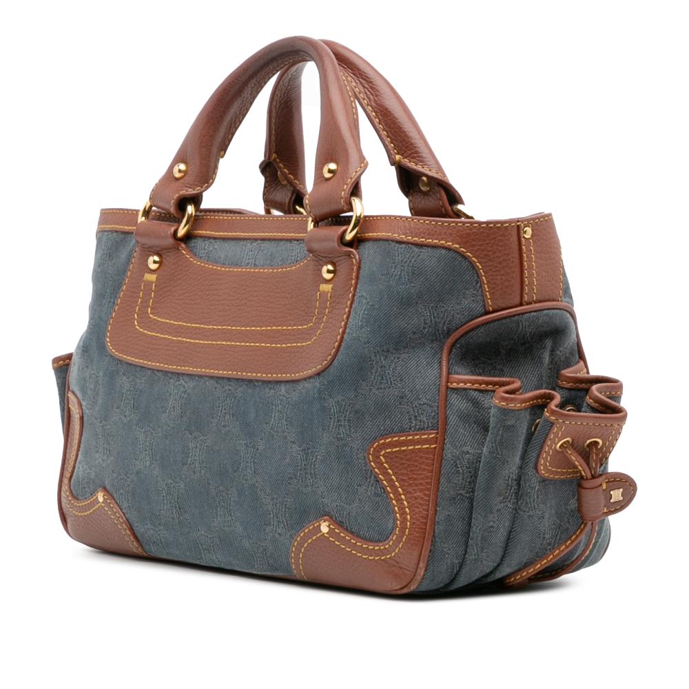 Celine B Celine Blue with Brown Denim Fabric Macadam Boogie Handbag China