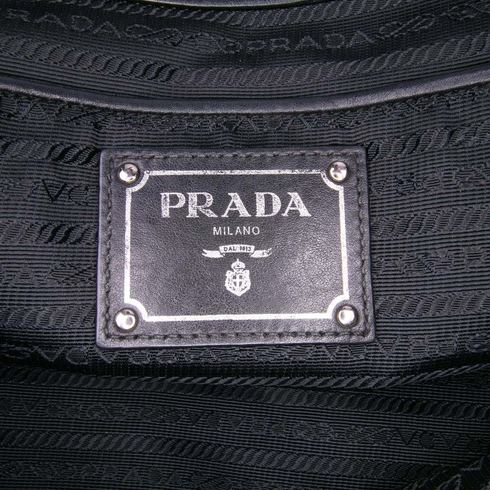 Prada B Prada Black Nylon Fabric Vitello Trimmed Tessuto Satchel Italy