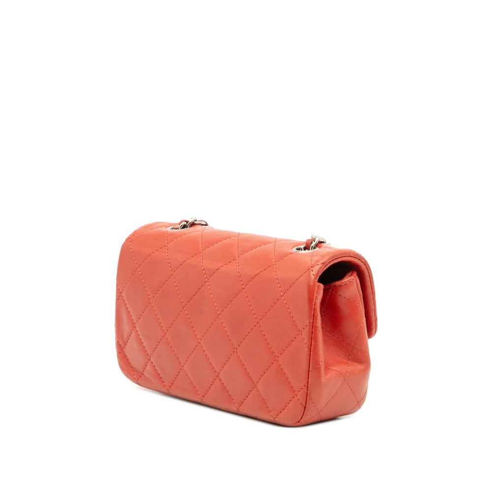 Chanel Red Extra Mini Rectangular Classic Lambskin Single Flap Italy