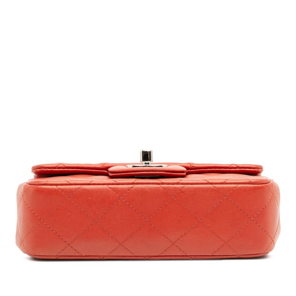 Chanel Red Extra Mini Rectangular Classic Lambskin Single Flap Italy