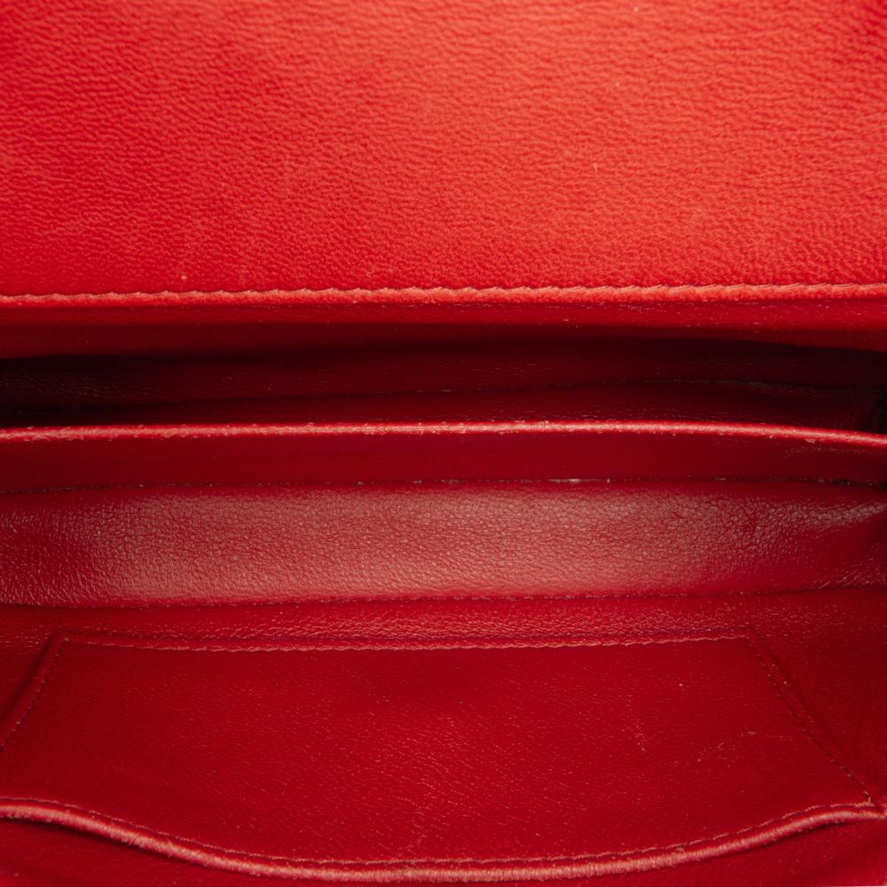 Chanel Red Extra Mini Rectangular Classic Lambskin Single Flap Italy