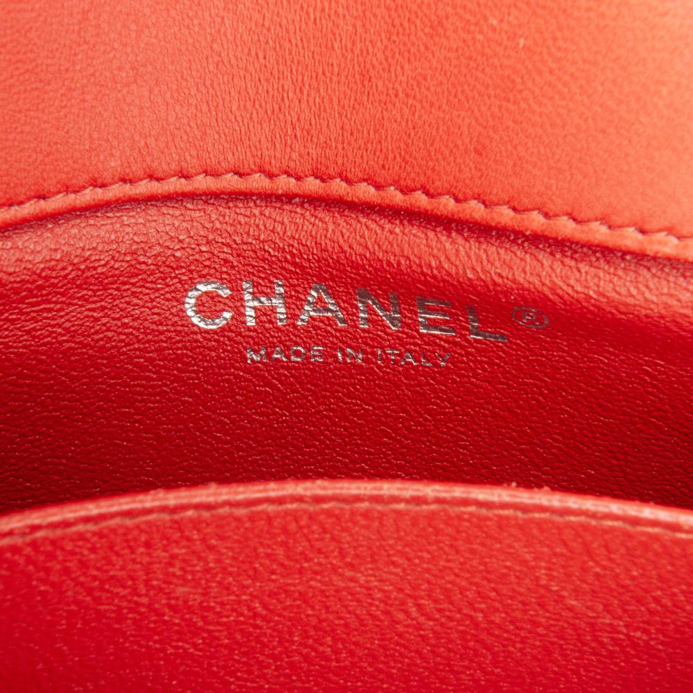 Chanel Red Extra Mini Rectangular Classic Lambskin Single Flap Italy